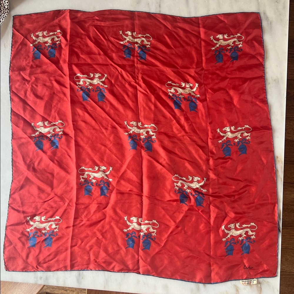Vintage Echo silk scarf Rare 37 by 26 1960s